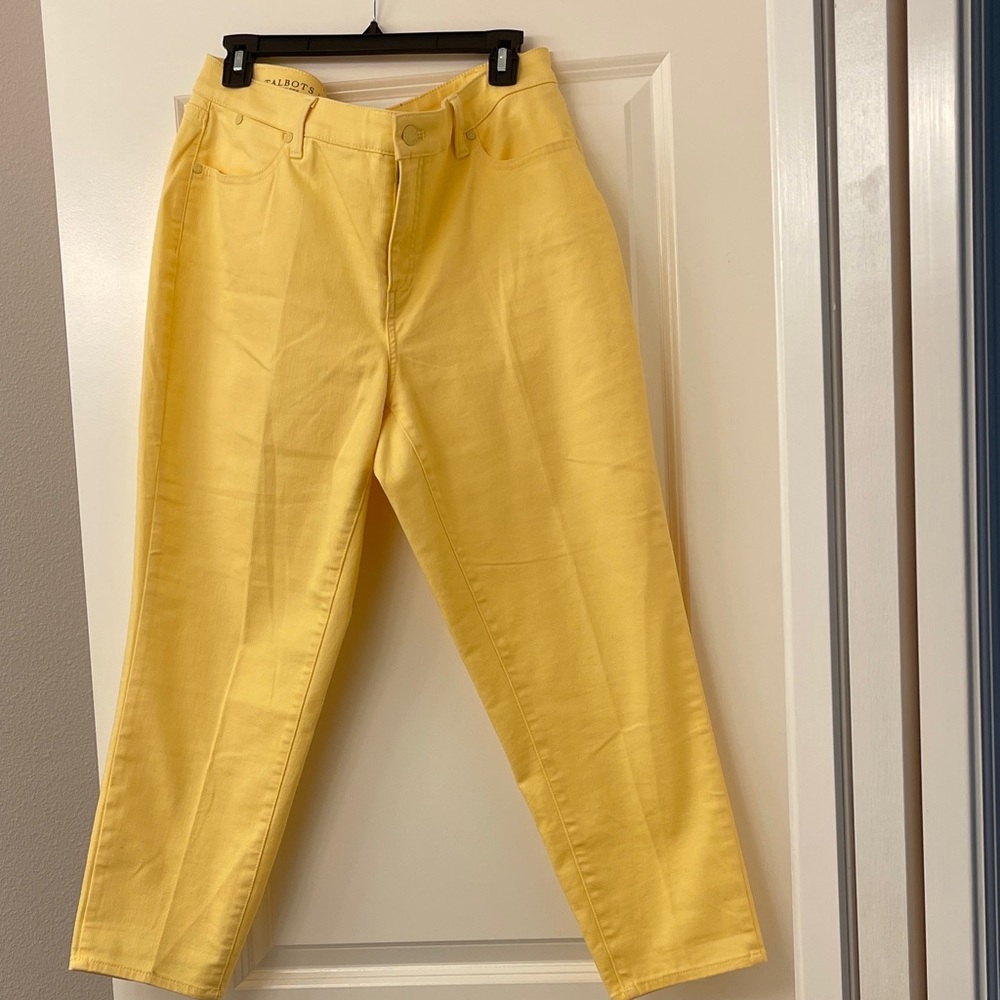 Talbots Lemon Yellow Flawless 5 pocket slim ankle Straight Leg Jeans